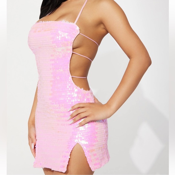 NWOTS Fashion Nova Focus On Me Sequin Mini Dress - Pink Size Small - Picture 3 of 6